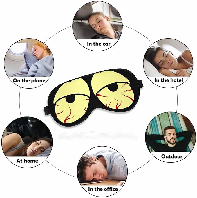 Tired Eye Sleep Eye Mask Funny Tipsy Cartoon Character Men Women Sleep Mask with Adjustable Strap Eye Cover Eye Shade for Travel, Nap,Meditation - Bloomnest