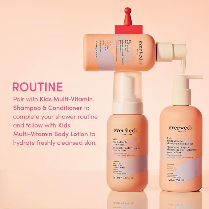 Evereden Multi-Vitamin Kids Body Wash Cool Peach: Gentle Body Wash Sensitive Skin Nourishment & Hydration Formula | Clean Non-Toxic for Kids | 8.5 fl oz. - Bloomnest