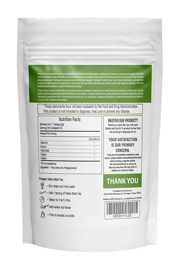 Herbal Hermit Yerba Mate herbal-teas with 50 tea bags Natural Yerba Matte Rich in Chlorophyll, Made in USA - Bloomnest