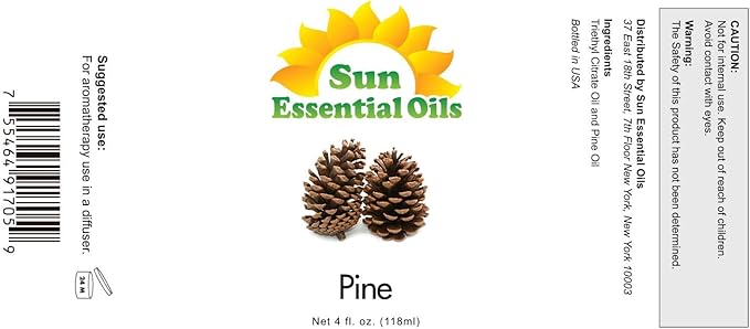 Sun Essential Oils: Pine Essential Oil 4 oz with Dropper for Diffuser, Skin, Aromatherapy Massage, Humidifier, Forest Pine Scented Oil for Candle, Lotion & Soap Making, Room Fragrance - Bloomnest