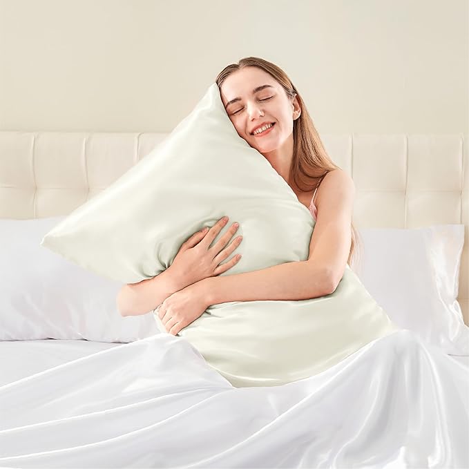 BEDELITE Satin Body Pillow Cover, Super Soft and Cooling Body Pillow Pillowcase for Hair and Skin, Breathable Silky Full Long Pillowcase Cover(20"x54", Ivory) - Bloomnest