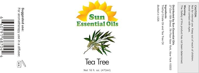 Sun Essential Oils - 16 oz Tea Tree Essential Oil for Skin, Hair, Scalp, Diffuser, Humidifier & Aromatherapy Massage - Scent for DIY Soap, Candle, Shampoo & Lotion Making at Home - Bloomnest