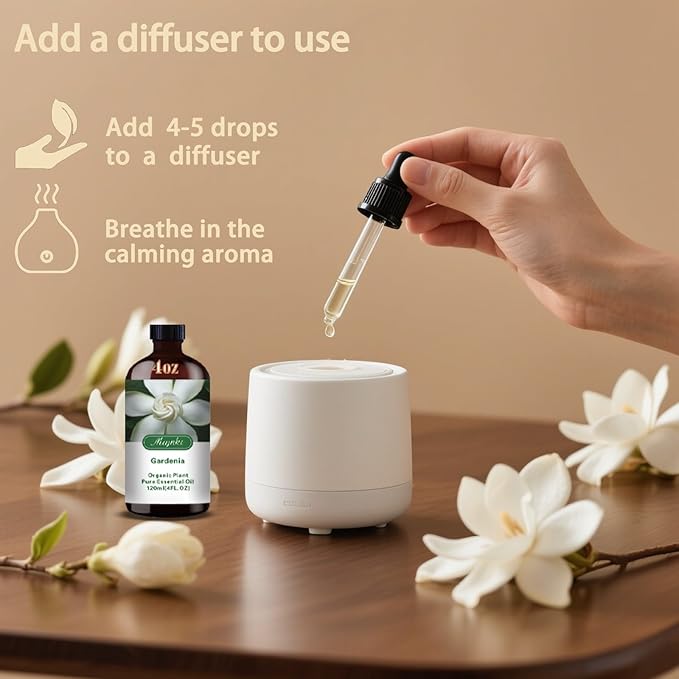 Gardenia Fragrance Oil-Gardenia Essential Oil 4.33oz (130ml)-100% Pure Natural Scent for Diffusers, Candles, Soap Making & Aromatherapy-Relaxing Home & Gift Essential Oil for Bath, Massage - Bloomnest