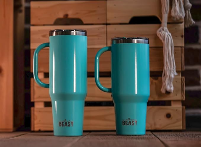 Beast 42 oz Tumbler Stainless Steel Vacuum Insulated Coffee Ice Cup Double Wall Travel Flask (Aqua Blue) - Bloomnest