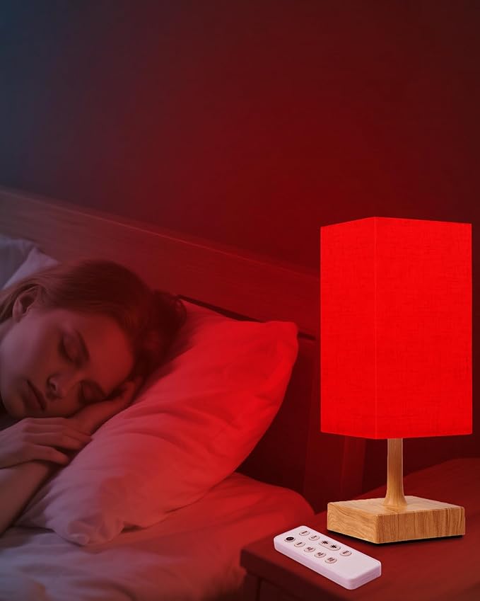 Red Light Night Light Lamp for Sleep, 670nm Red Nightlight Desk Lamp for Bedroom with Multi-Color and Brightness Options Remote Control USB Charging Elegant Design - Bloomnest