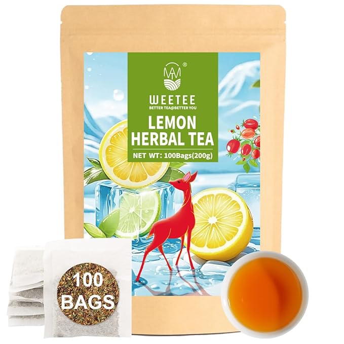 WT WEETEE Lemon Herbal Tea Bags, 2g x 100 Count, Juicy & Refreshing Lemon Flavor, Hot Iced & Cold On-the-Go, Natural Caffeine-free Lemon Tea - Bloomnest