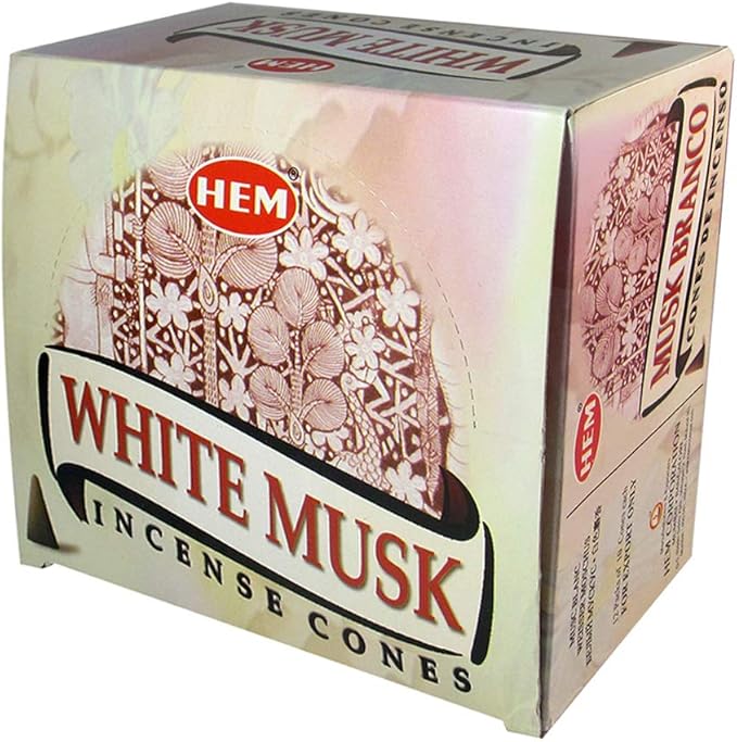 White Musk Incense Cones and Cone Incense Burner Bundle Insence Insense Hem Incense