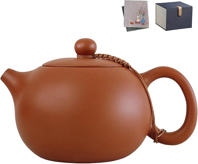 Chinese Clay Teapot, Yixing Xishi Zisha Tea Pot, Handmade Pottery Purple Sand Mud Kungfu Tea Set Kettle,14oz Zhuni - Bloomnest