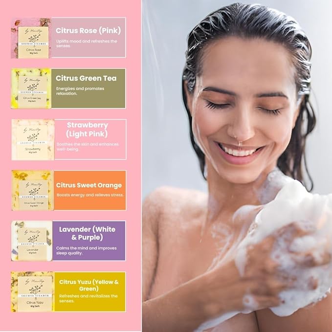 Premium Organic Shower Steamer- Shower Steamers Aromatherapy Essential Oil Infused, 6 Cubes Body Restore Shower Steamers Spa Gifts for Women, Shower Bomb - Bloomnest