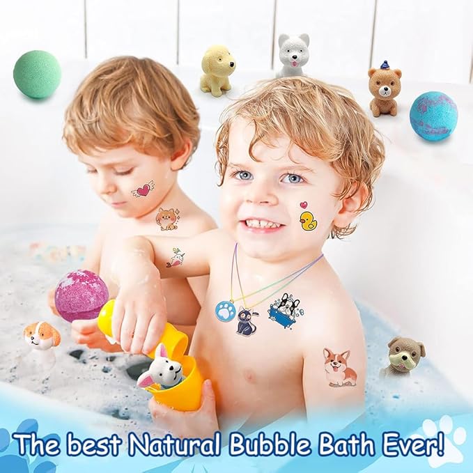 Bath Bombs for Kids with Surprise Inside for Girls Boys Toddlers, 20 Pack Organic Kids Bath Bombs with Puppy Dolls Inside, Kids Safe Handmade Bubble Bath Fizzies, Ideal Birthday Christmas Gift Set - Bloomnest