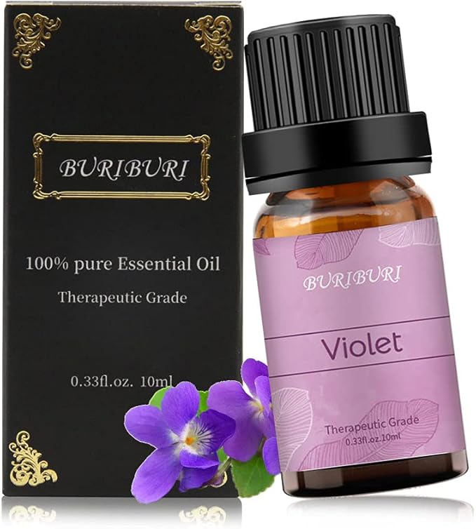BURIBURI Violet Essential Oil 10ml, 100% Pure, Undiluted, Natural Violet Fragrance Oil for Diffuser, Soap Candle Making BURIBURI