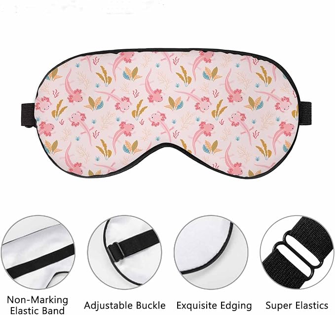 Aquarium Scene Sleep Eye Mask Axolotl Sea Weed Elements Men Women Sleep Mask with Adjustable Strap Eye Cover Eye Shade for Travel, Nap,Meditation - Bloomnest