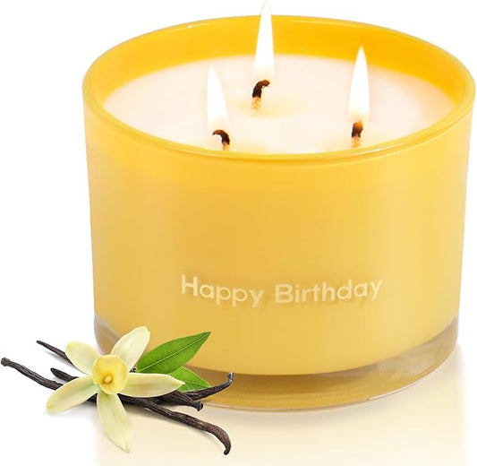 KONNI 3 Wick Vanilla Scented Candles, Home Soy Candles, 12.35oz Luxury Relaxing Aromatherapy Candle for Women Men, 50 Hours Long Lasting Clean Burning Jar Candle, Romantic Birthday Gift for Lover - Bloomnest
