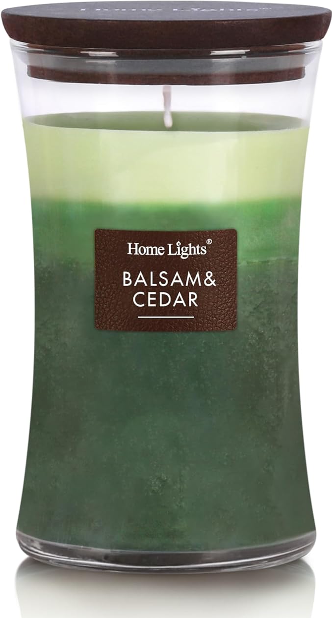 HomeLights 3-Layer Candles for Home Scented, 21.52 OZ Natural Soy Wax Scented Candles Burns Up to 100 Hours, Large Jar,Balsam & Cedar - Bloomnest