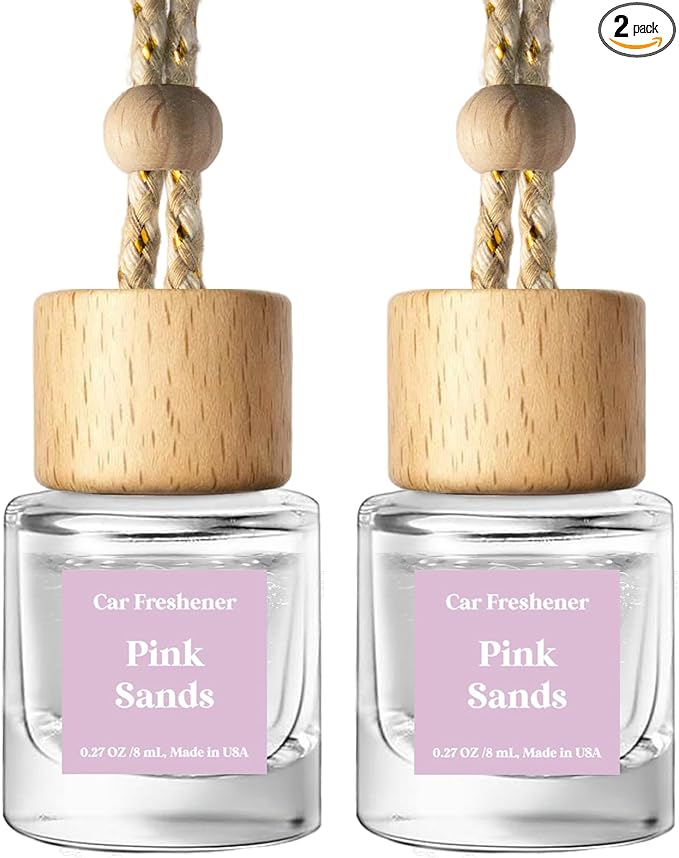 C Classy Car Air Freshener Hanging 2 Pack, Pink Sands Essential Oil Diffuser for Cars, Long-Lasting Fragrance, Cute Car Accessories, C ar Air Fresheners for Women & Men Gift, Made in USA - Bloomnest
