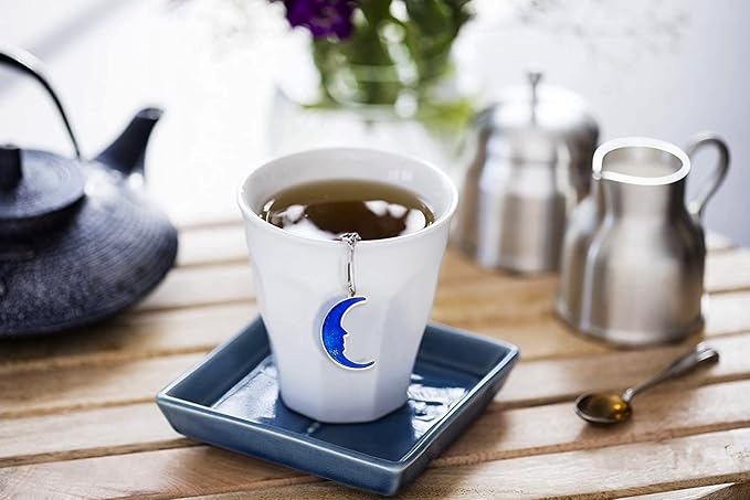 2pcs Tea Infuser, Tea Strainers for Loose Tea, Gold Plated Enamel Moon Star Celestial Charm Pendant Tea Ball Set Loose Tea Steeper Gifts for Women - Bloomnest