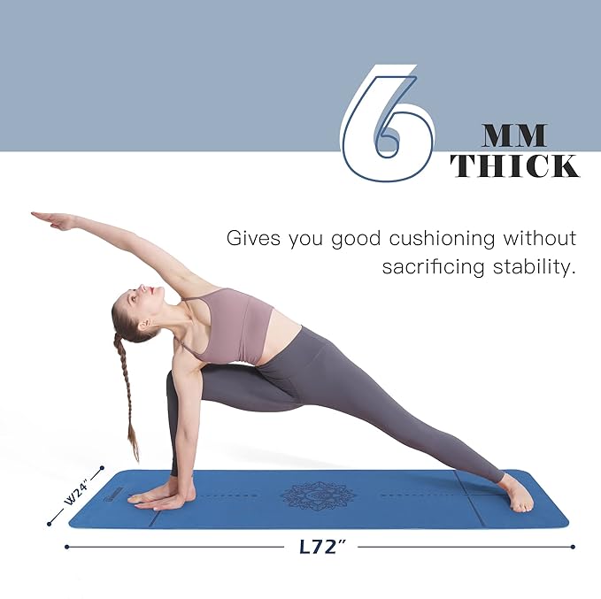 Yoga Mat Non Slip, Pilates Fitness Mats, Eco Friendly, Anti-Tear 1/4" Thick Yoga Mats for Women, Exercise Mats for Home Workout with Carrying Sling and Storage Bag - Bloomnest