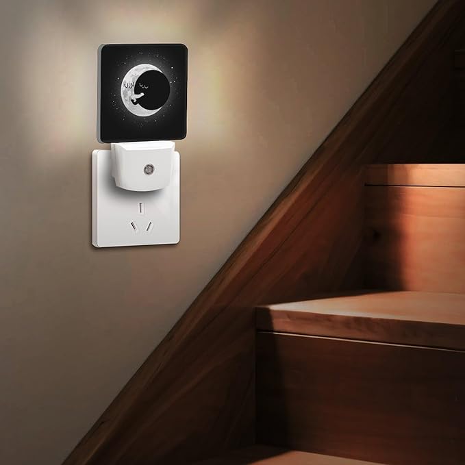 Cute Lunar Eclipse Night Light, Plug into Wall Decor Nightlights for Bedroom, Bathroom, Hallway, Kitchen, with Dusk to Dawn Light Auto Sensors LED Night Lights for Boys Girls Women Men Room Gifts - Bloomnest