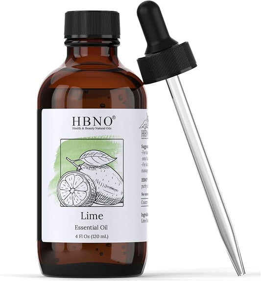 HBNO Lime Essential Oil - Huge 4 oz (120ml) Value Size - Natural Lime Oil, Cold Pressed - Perfect for Cleaning, Aromatherapy, DIY, Soap & Diffuser - Bloomnest