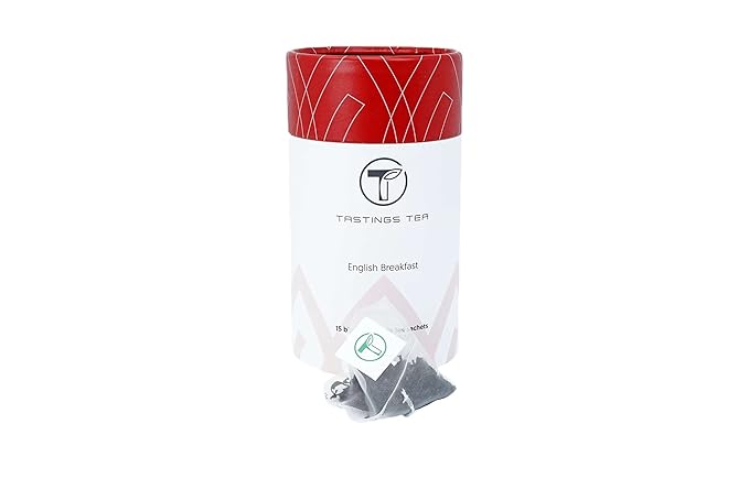 Tastings Tea English Breakfast Tea Bags - 15 Biodegradable Pyramid Sachets | Black Tea Blend with Assam & Nilgiri Flavor | Natural Caffeinated Tea - Bloomnest