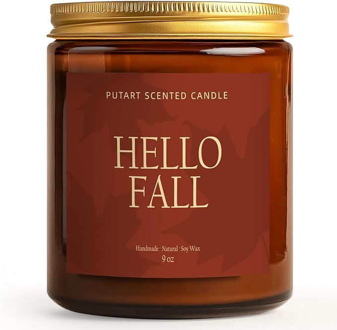 Pumpkin Spice Fall Candles for Home Scented, Natural Soy Wax Aromatherapy Non Toxic Pumpkin Candle with Long Lasting Burn, Halloween Autumn Candle Gifts for House Fragrance Decoration (9oz) - Bloomnest