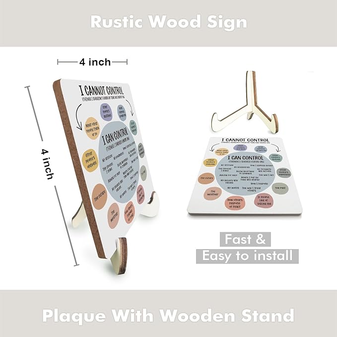 Inspirational Office Work Decor Rustic Wooden Desk Decor Mental Health Gifts Therapy Therapist Appreciation Gifts for Coworker Office Home Table Tiered Tray Plaque with Wood Stand