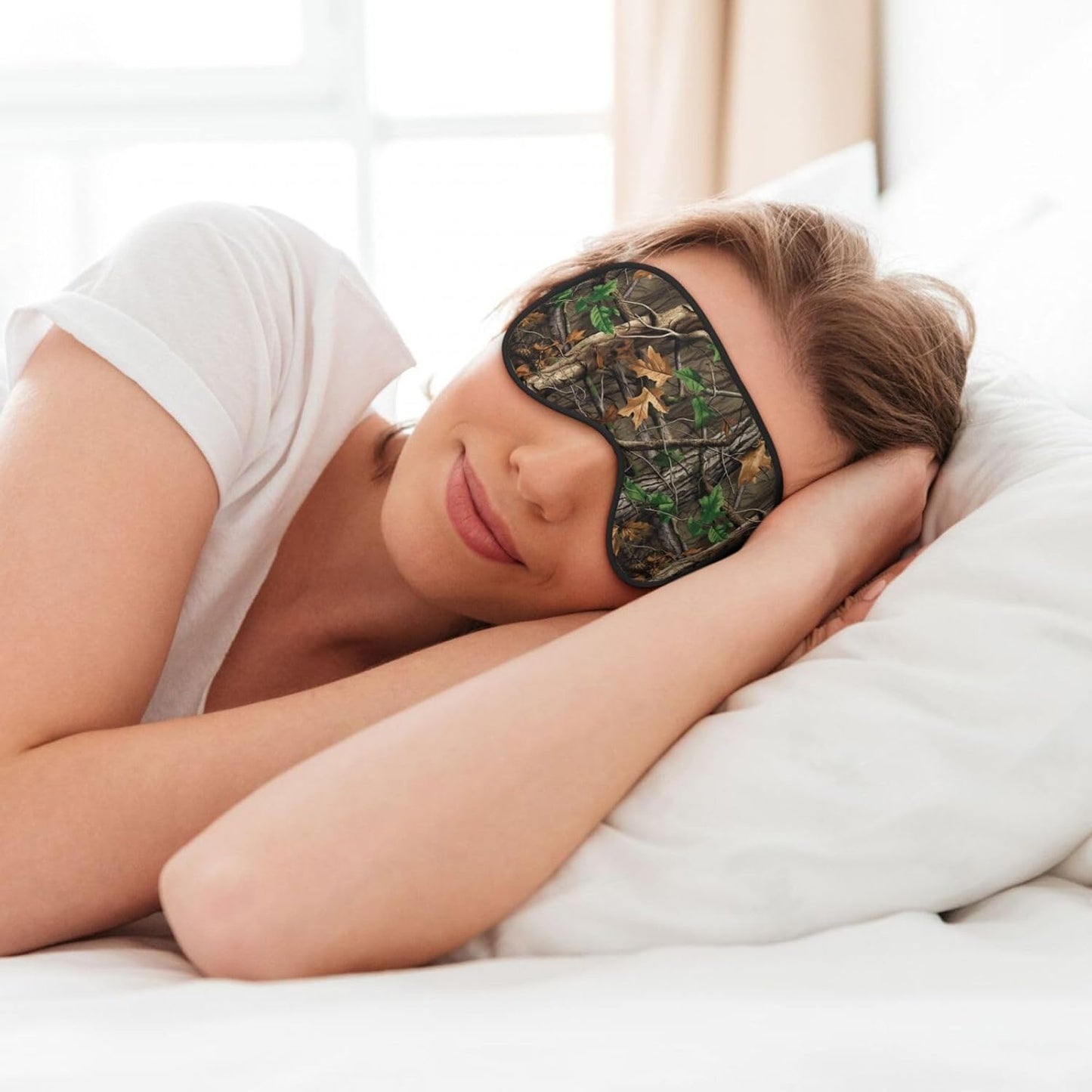 Sleep Eye Mask Camouflage Camo Branches Leaves Sleep Mask for Women Men Comfortable Eye Mask with Adjustable Strap Soft Eye Cover Blindfold for Travel Yoga Nap Shift Work