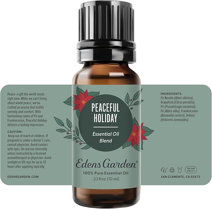 Edens Garden Peaceful Holiday Essential Oil Blend- 100% Pure Premium Grade, Christmas Essential Oils for Diffuser, Winter Holiday Peace Scent, No Fragrance Oils, for Home Diffusers 10 ml (.33 fl oz) - Bloomnest
