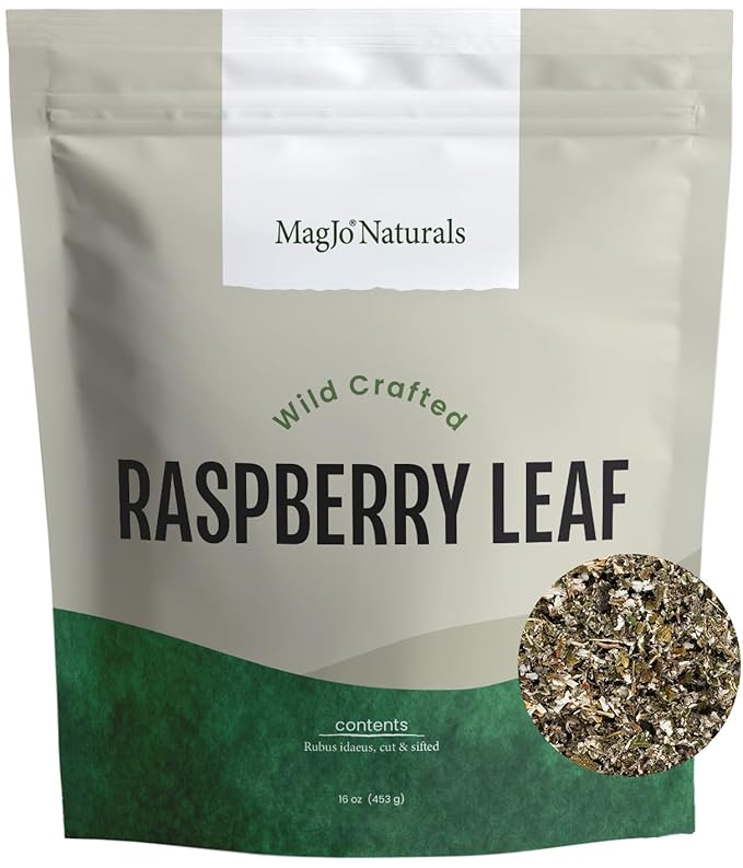 MagJo Naturals, Red Raspberry Leaf (16 Oz) Dried leaves, Wild-Harvest, herbal tea, Cut & Sifted, Packaged in USA, resealable bag - Bloomnest