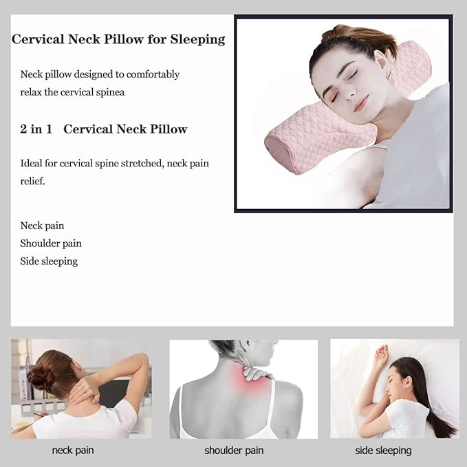 Cervical Neck Pillow for Pain Relief Sleeping, Neck roll Pillow Memory Foam for Stiff Neck Pain Relief ，Travel Bolster Pillow for Bed for Side Sleepers Back Sleeper. (White) - Bloomnest