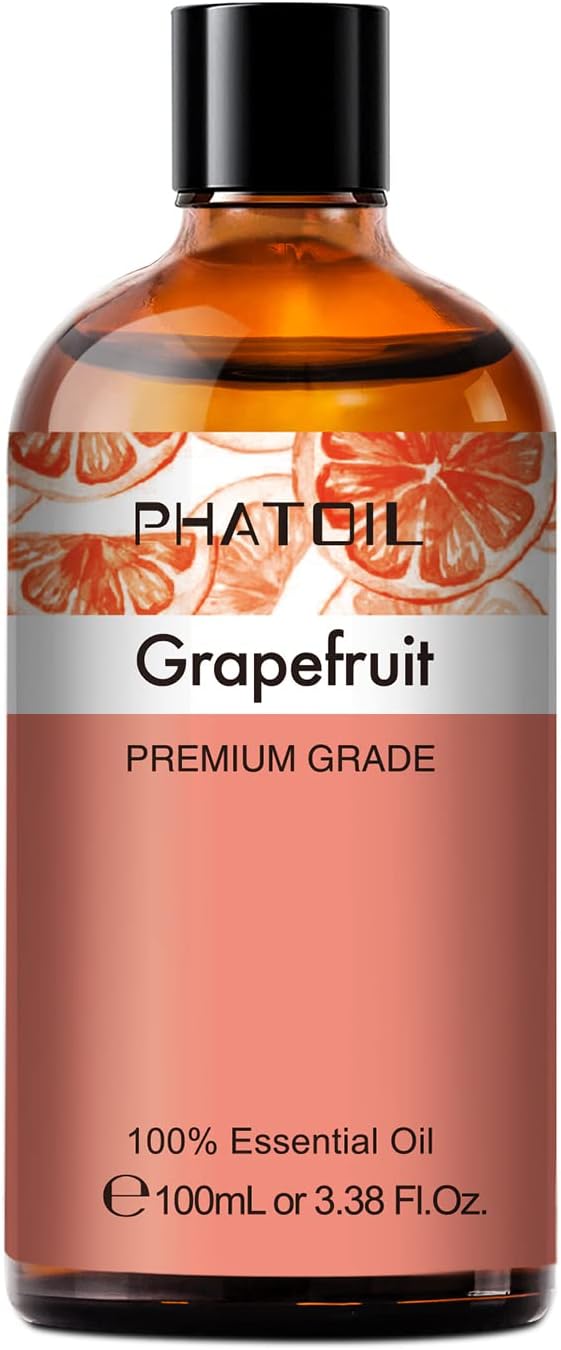 PHATOIL 3.38FL.OZ Grapefruit Essential Oil with Glass Dropper, for Aromatherapy Diffusers, Humidifiers, Great for DIY Candle and Soap Making, Huge 100ML Bottle PHATOIL