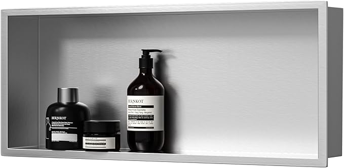 Stainless Steel Shower Niche 30" X 12" Brushed No Tile Needed Shower Niche for Bathroom Storage Recessed Wall Shelf Over Mount Installation - Bloomnest