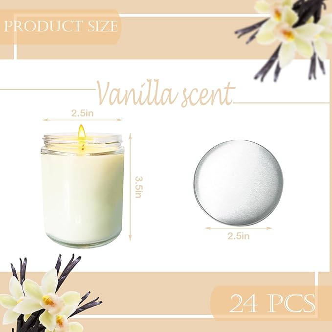 24 Pcs 6 Oz Vanilla Scented Soy Candles Set,Mason jar Bulk Candles for Gifts,Aromatherapy Candle,Great Stress Relieving Scented Candle for Girls as a Gift for Birthdays, Weddings and More! - Bloomnest
