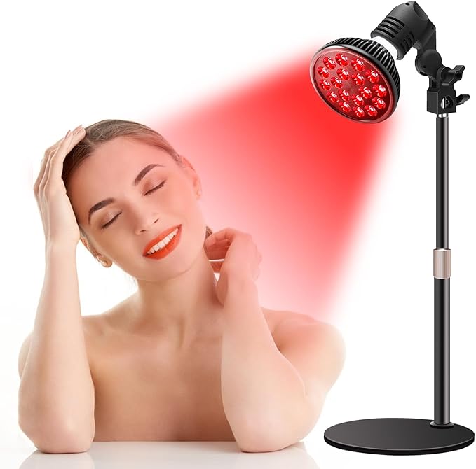 Wolezek Red Light Therapy Lamp - LED Face & Body Treatment, Adjustable Stand 10-16.5in, 18 LEDs 660nm & 850nm Combo WOLEZEKLED