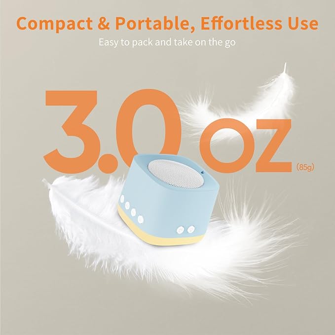 Portable White Noise Machine,Mini Sound Machine for Travel with Breathing Night Light,16 Soothing Sounds,Timer,Rechargeable Brown Noise Machines for Sleeping Adults Gift,Office Privacy,Home (Blue) - Bloomnest