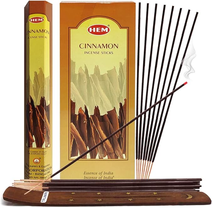 Cinnamon Incense Sticks and Incense Stick Holder Bundle Insence Insense Hem Incense Sticks TRUMIRI