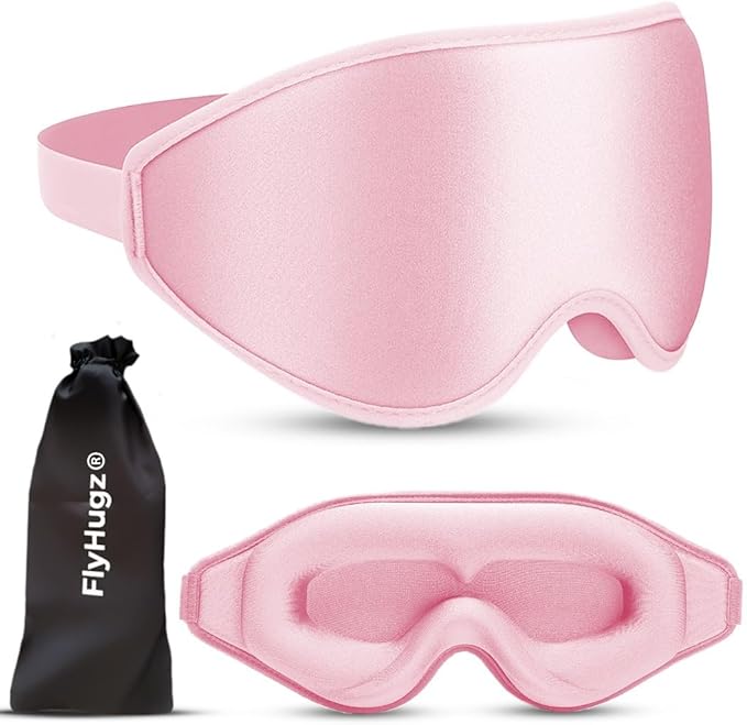 FlyHugz® 3D Travel & Home Sleep Mask | Ultra-Soft, 100% Light-Blocking Eye Mask for Deeper Sleep | Zero Eye Pressure, Adjustable Strap with Nose Bridge Design | Perfect for Travel and Insomnia - Bloomnest