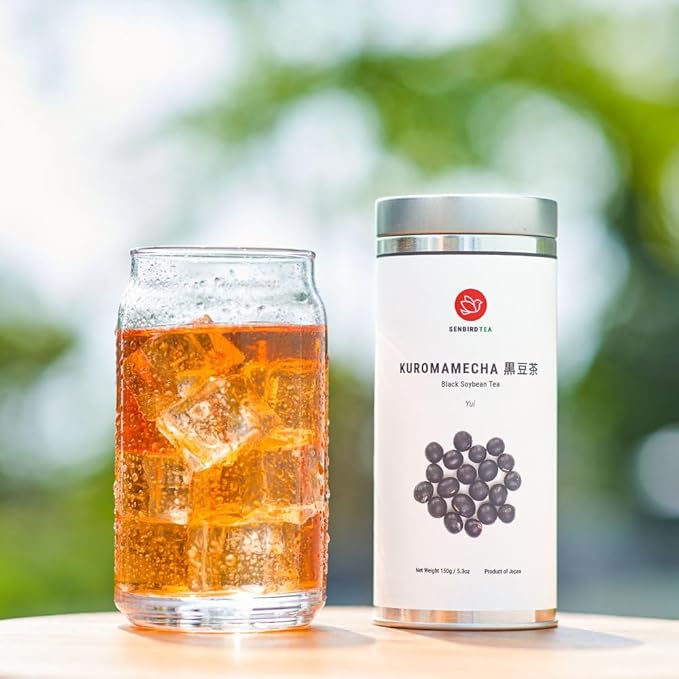 Senbird Premium Kuromamecha - Japanese Black Soybean Tea - From Hokkaido, Japan - Loose Leaf Kuromame in Airtight Tea Tin (5.3oz/150g) - Bloomnest