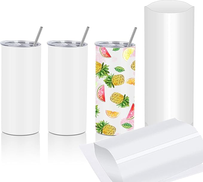 15 Oz Sublimation Skinny Tumbler Set, Straight Skinny Stainless Steel Tumbler Set for Sublimation with Lids, Insulated Skinny Slim Water Tumbler for Diy, White - Bloomnest
