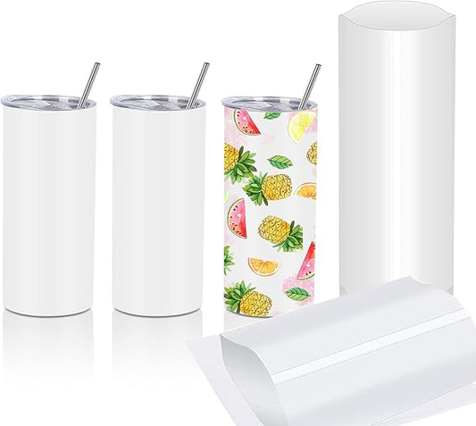15 Oz Sublimation Skinny Tumbler Set, Straight Skinny Stainless Steel Tumbler Set for Sublimation with Lids, Insulated Skinny Slim Water Tumbler for Diy, White - Bloomnest