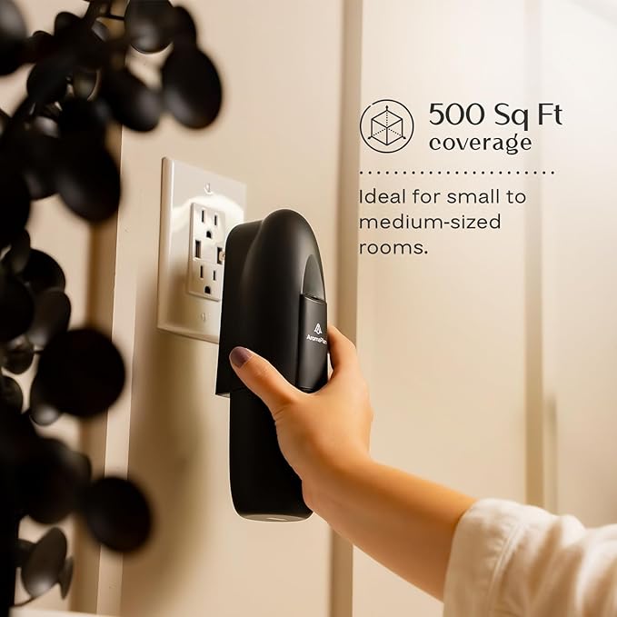 AromaPlan 5 Star Collection 2025 Plug in Diffuser (2 Fragrances Included)-Cold Air & Waterless Diffusers for Home & Office- Silent Wall Diffuser Plug in, Bluetooth App Control, 500 sq. ft (Black) - Bloomnest