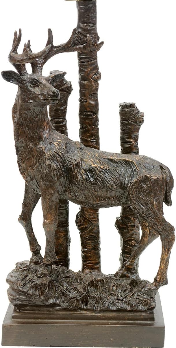 BLACK FOREST DECOR Bronze Deer Table Lamp - Rustic Lodge Desk Lamp for Cabin or Living Room - Bloomnest