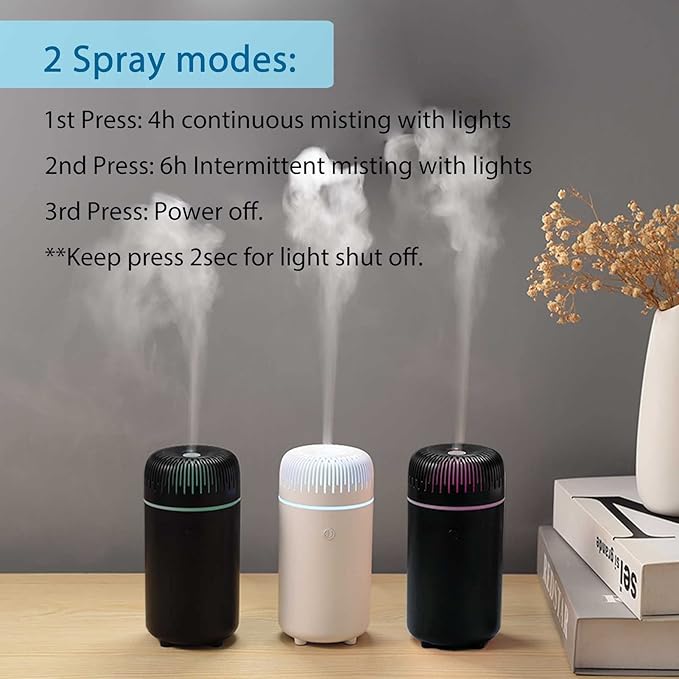 Car Diffuser Humidifier USB Aromatherapy Essential Oil Air Freshener USB Cool Mist Mini Portable Diffuser for Car Home Office Bedroom (White) - Bloomnest