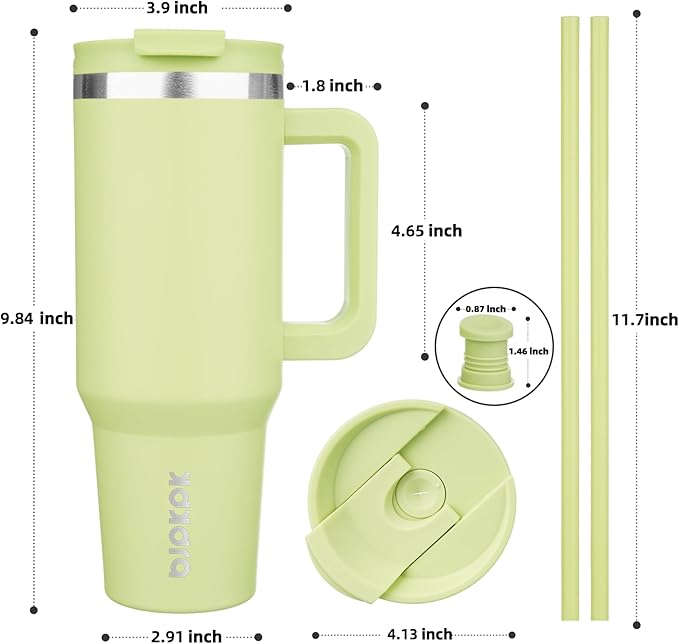 BJPKPK Tumbler With Handle 40 oz Stainless Steel Insulated Tumbler With Lid And Straw For Water Or Ice Coffee,Macaron Green