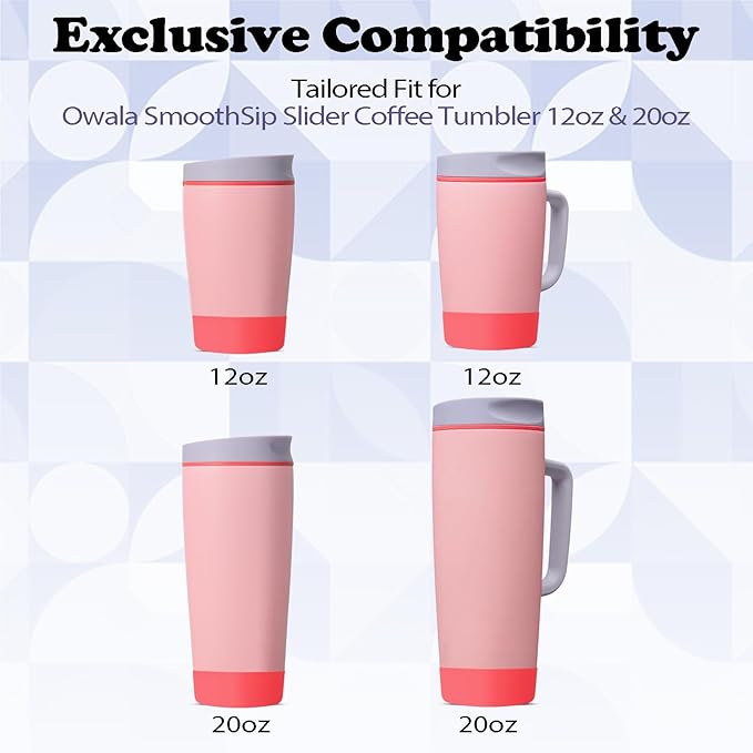 2pcs Silicone Boot for Owala SmoothSip Slider Coffee Tumbler 20oz 12oz, Anti-Slip Sleeve for Travel Coffee Mug, Protective Accessories for Owala BPA Free (Summer Harvest Red) Kaitiaki