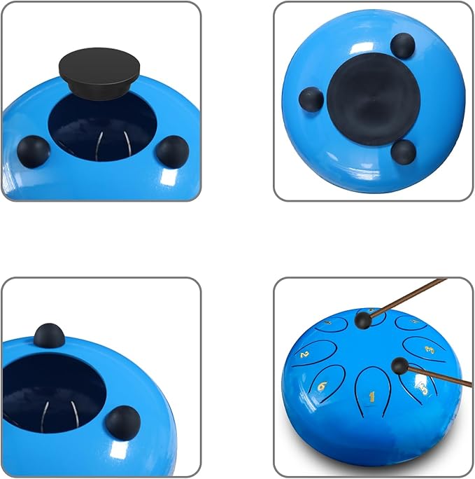 REGIS rain drum for outside，Steel Tongue Drum 8 Notes 6 Inches Chakra Tank Drum Steel Percussion Padded Travel Bag and Mallets，Musical Education Entertainment Meditation Yoga Zen Gifts(Light blue)