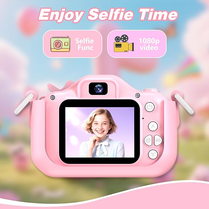 Goopow Kids Camera Toys for 3-8 Year Old Girls Boys,Children Digital Video Camcorder Camera with Cartoon Soft Cover, Best Chritmas Birthday Festival Gift for Kids - 32G SD Card Included - Bloomnest