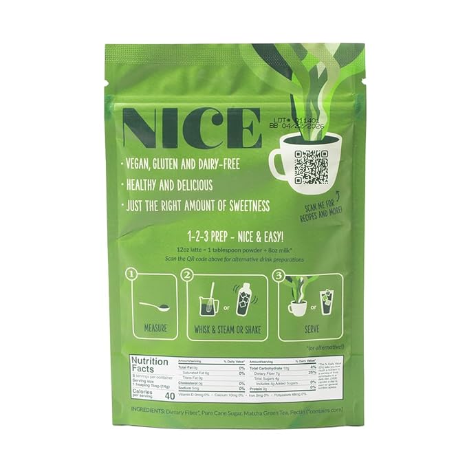 Two Leaves and a Bud Nice Matcha Latte Blend, Japanese Matcha Green Tea Powder, 2 Resealable Bags, 224g - Bloomnest