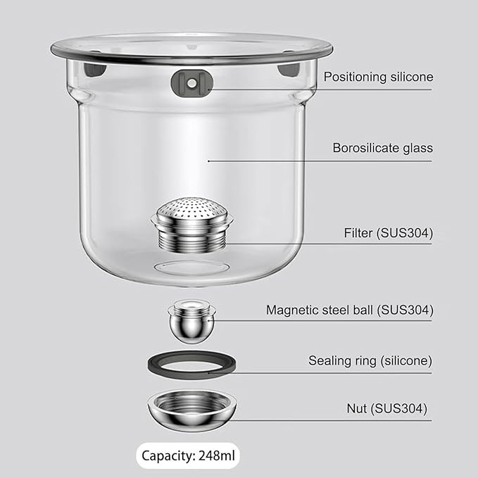 Enchantipot Magic TeaPot, 720ML Water Separation Glass Tea Pot with Wooden Handle, Press Control Magic Tea Infuser, For Loose Tea Kettle Witchcraft Teapot