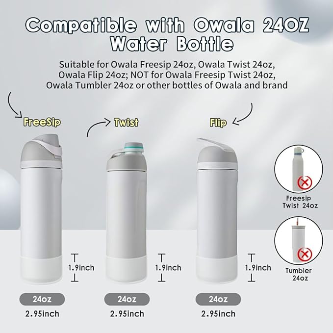 2PCS Silicone Water Bottle Boot, Compatible with Owala 24oz 32oz 40oz, Protective Anti-Scratch & Anti-Dent No Noise Sleeve Cover for FreeSip/Twist/Flip Water Bottles (Transparent, 24 Ounces) BKBY